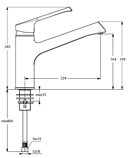 küchenarmatur ideal standard retta 4 skizze chrom fensterarmatur